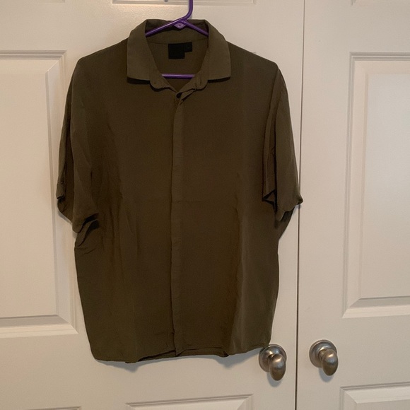 ASOS Shirts Mens Asos Medium Short Sleeved Shirt In Olive Green